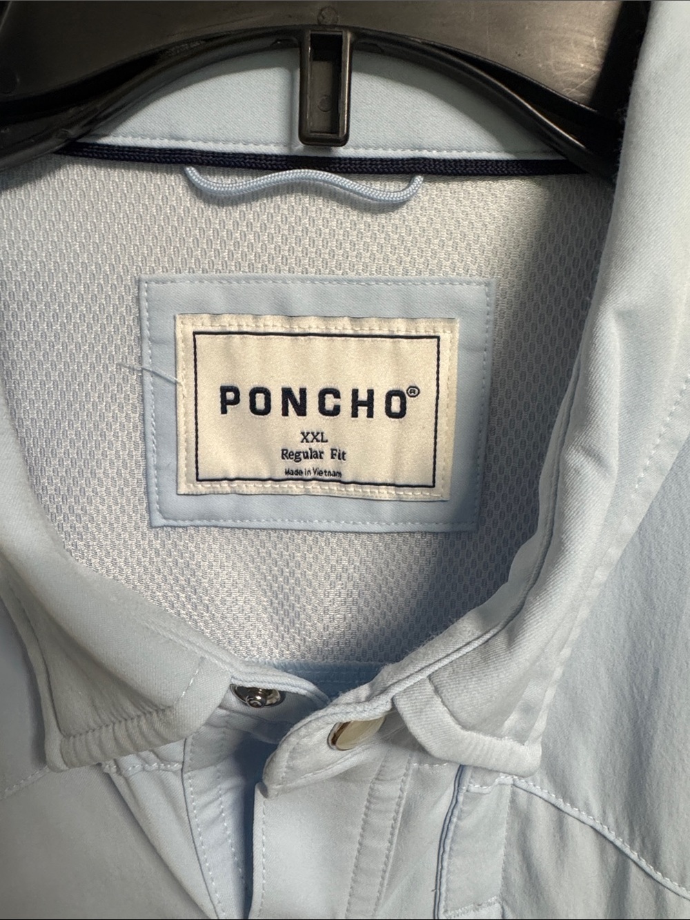 Poncho Light Blue Short-Sleeve Button-Down Shirt - Picture 2 of 6